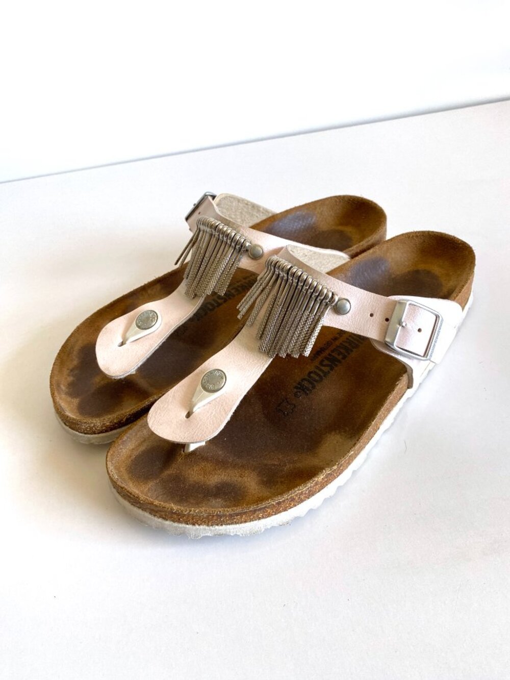 Birkenstock Gizeh Fringe Sandals Sandals Light Pink Size 10-10.5